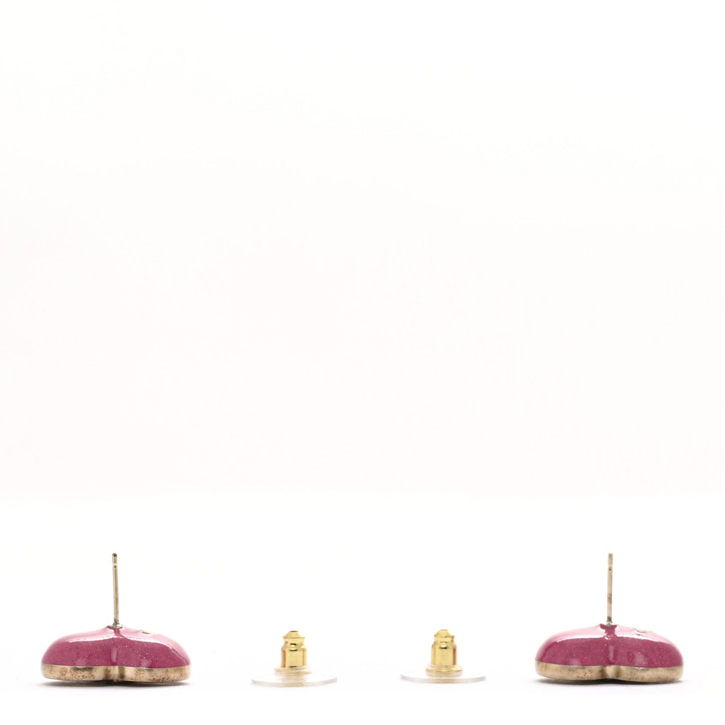 Resin Crystal CC Heart Earrings Gold Pink