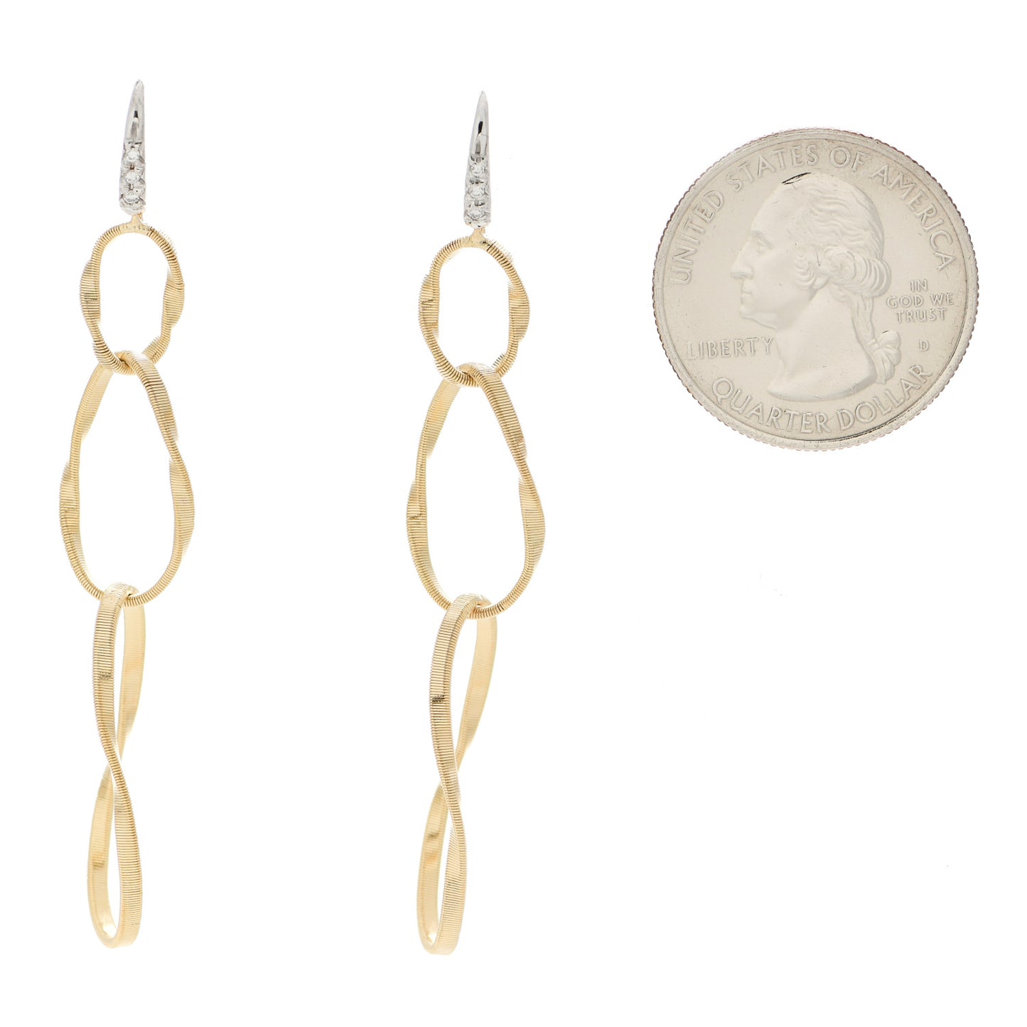 18K Yellow White Gold Diamond Marrakech Onde Triple Drop Earrings