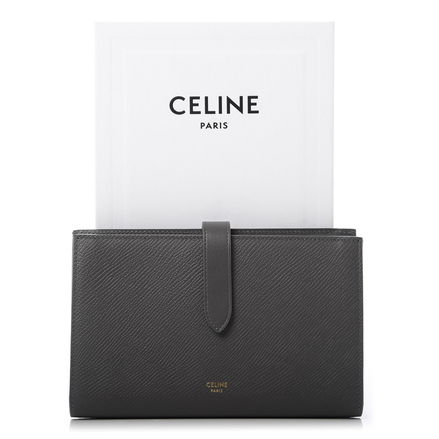 Celine Grained Calfskin Large Multifunction Strap Wallet Grey 10 of 10