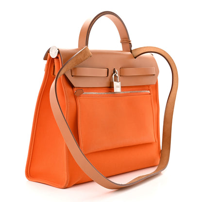 Hermes Toile Officer Vache Hunter Herbag Zip 31 PM Feu Natural 4 of 15