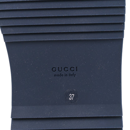 Gucci Monogram Criss Cross Platform Slide Sandals 37 Beige Blue 6 of 10