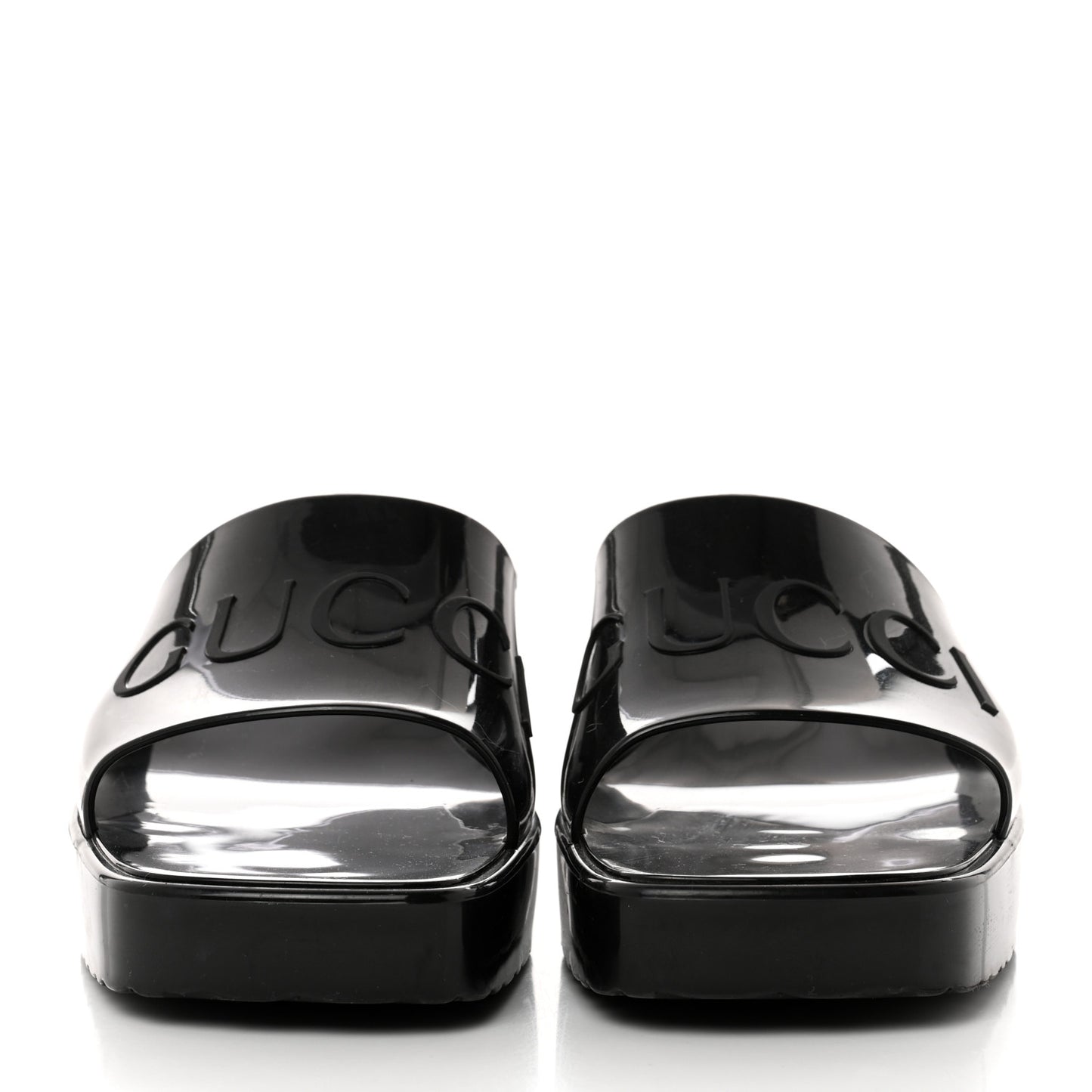 Rubber Gucci Logo Womens Platform 20/60mm Slide Sandals 37 Black