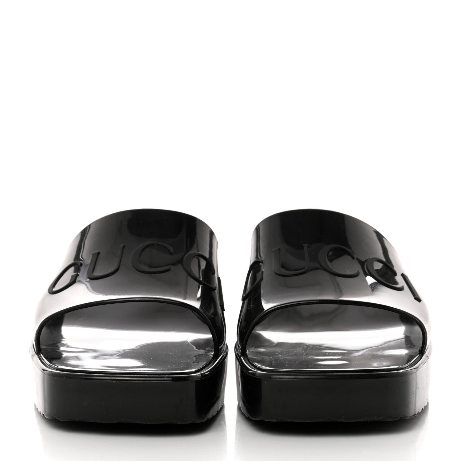 Gucci Rubber Gucci Logo Womens Platform 20/60mm Slide Sandals 37 Black 2 of 9