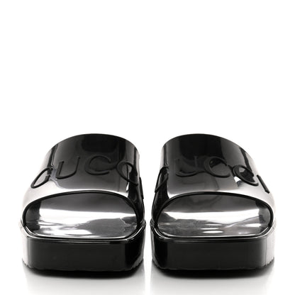 Gucci Rubber Gucci Logo Womens Platform 20/60mm Slide Sandals 37 Black 2 of 9
