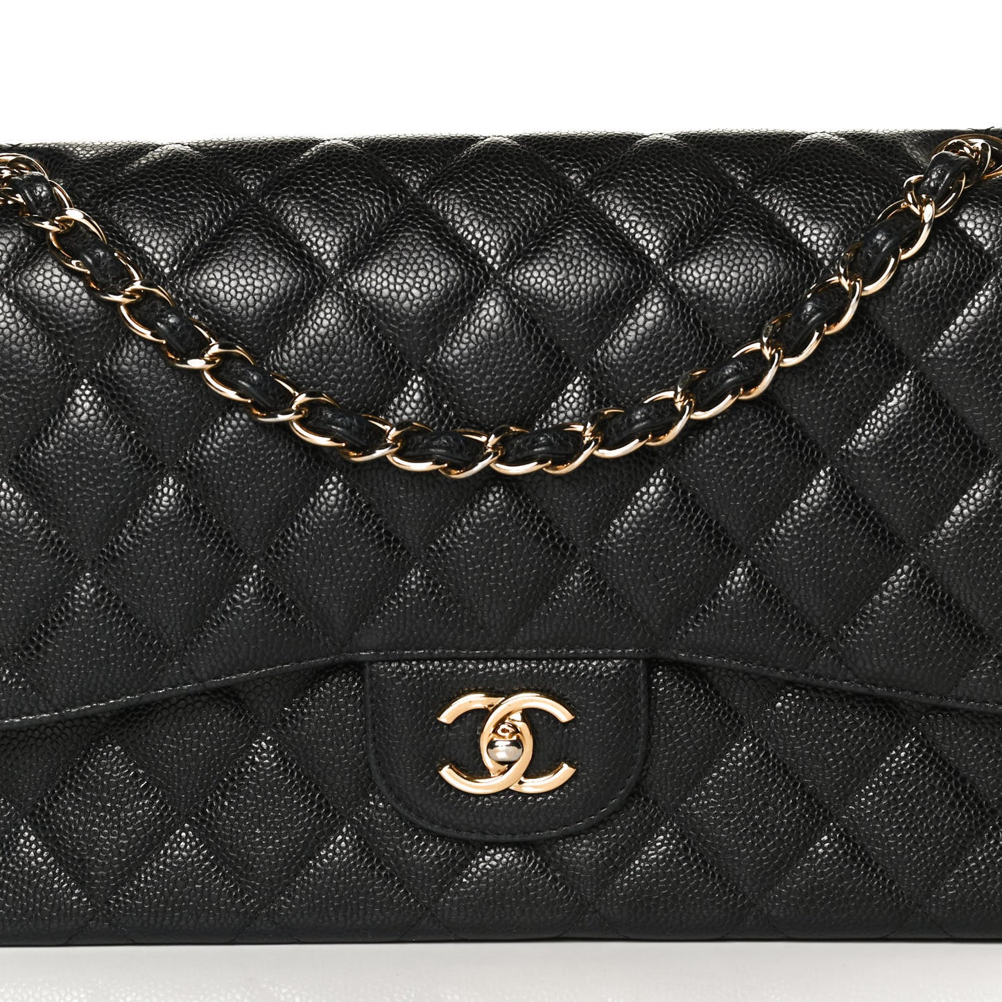 Caviar Quilted Jumbo Double Flap Black