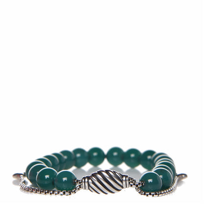 David Yurman Sterling Silver Green Onyx 8mm Spiritual Beads Bracelet 1 of 4
