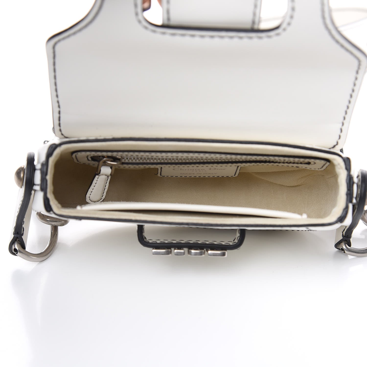 Christian Dior Calfskin Mini D Fence Saddle Bag White 5 of 11