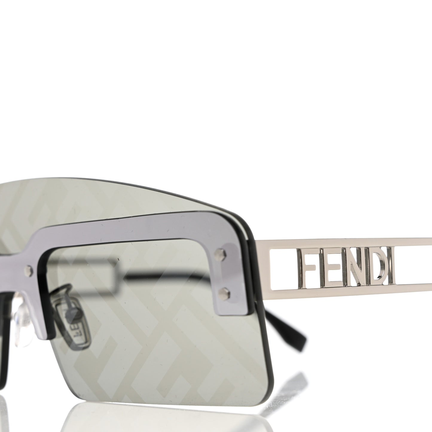 Metal Acetate The Technicolor FF Shield Sunglasses FE40023U Shiny Palladium Smoke Mirror