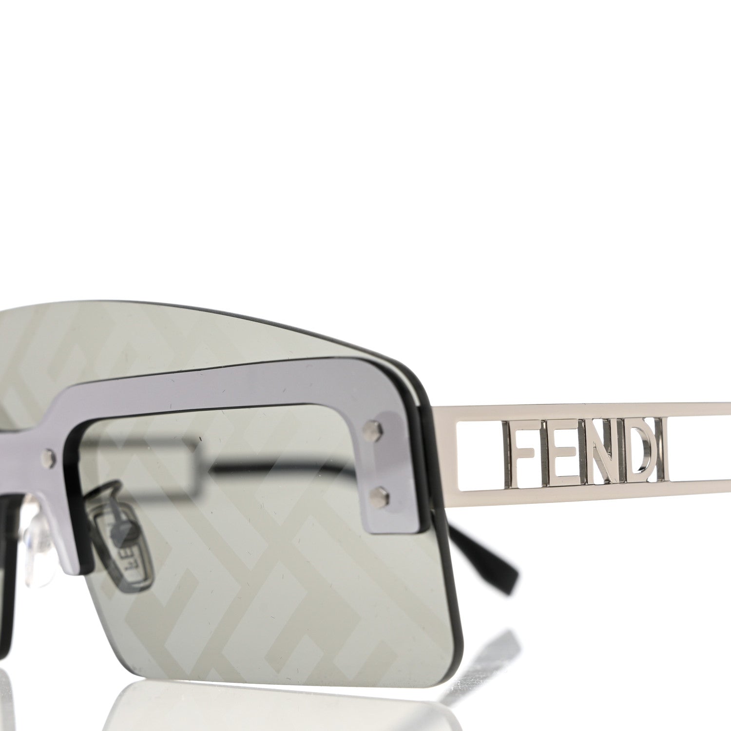 Fendi Metal Acetate The Technicolor FF Shield Sunglasses FE40023U Shiny Palladium Smoke Mirror 7 of 8