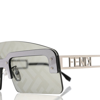 Fendi Metal Acetate The Technicolor FF Shield Sunglasses FE40023U Shiny Palladium Smoke Mirror 7 of 8