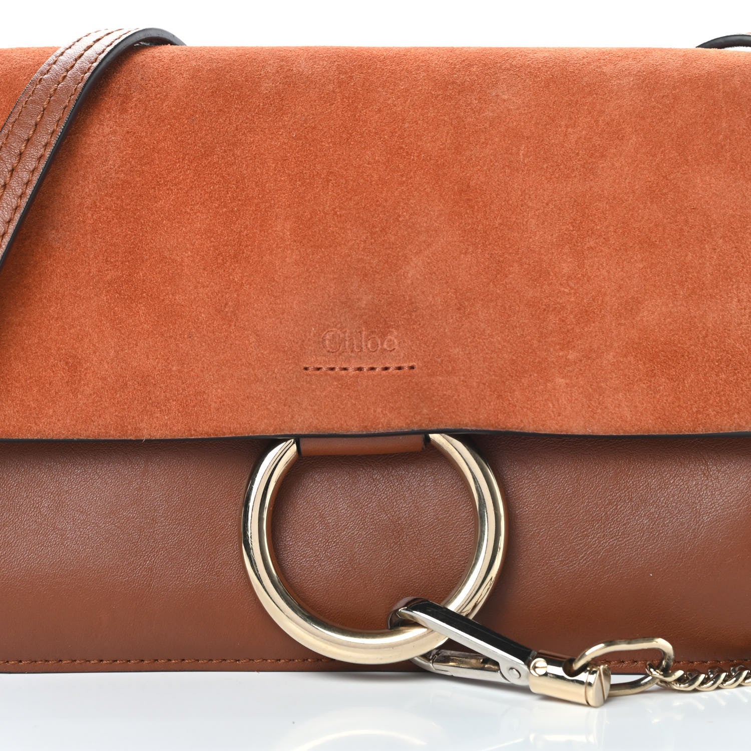 Chloe Suede Calfskin Small Faye Shoulder Bag Tobacco 8 of 13