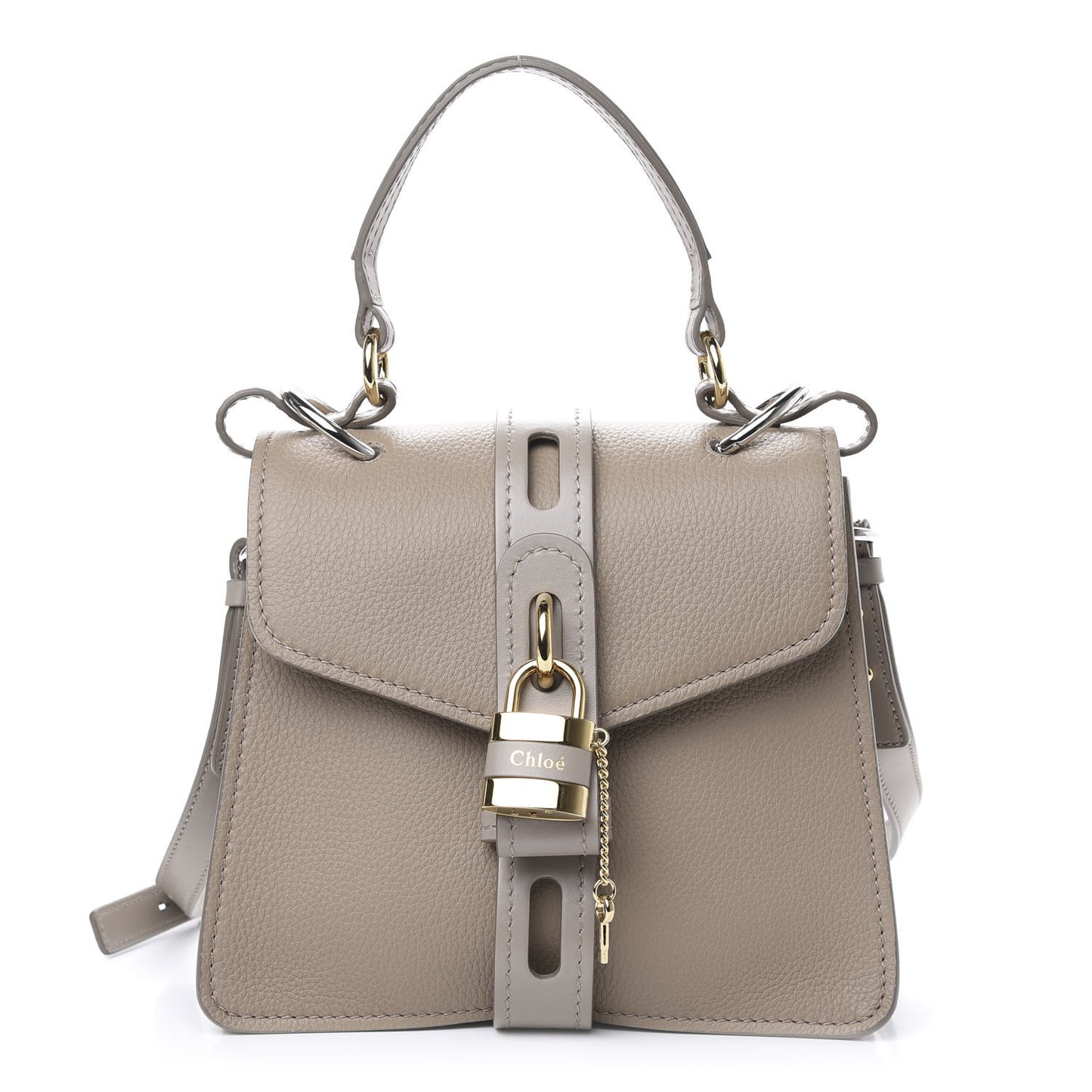 Shiny Grained Calfskin Small Aby Day Shoulder Bag Motty Grey