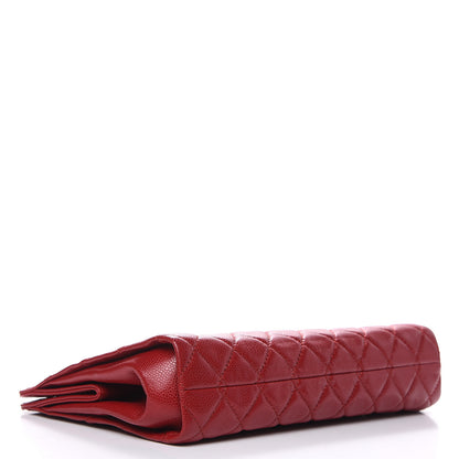 Chanel Caviar Quilted Large CC Clutch Red 4 of 13