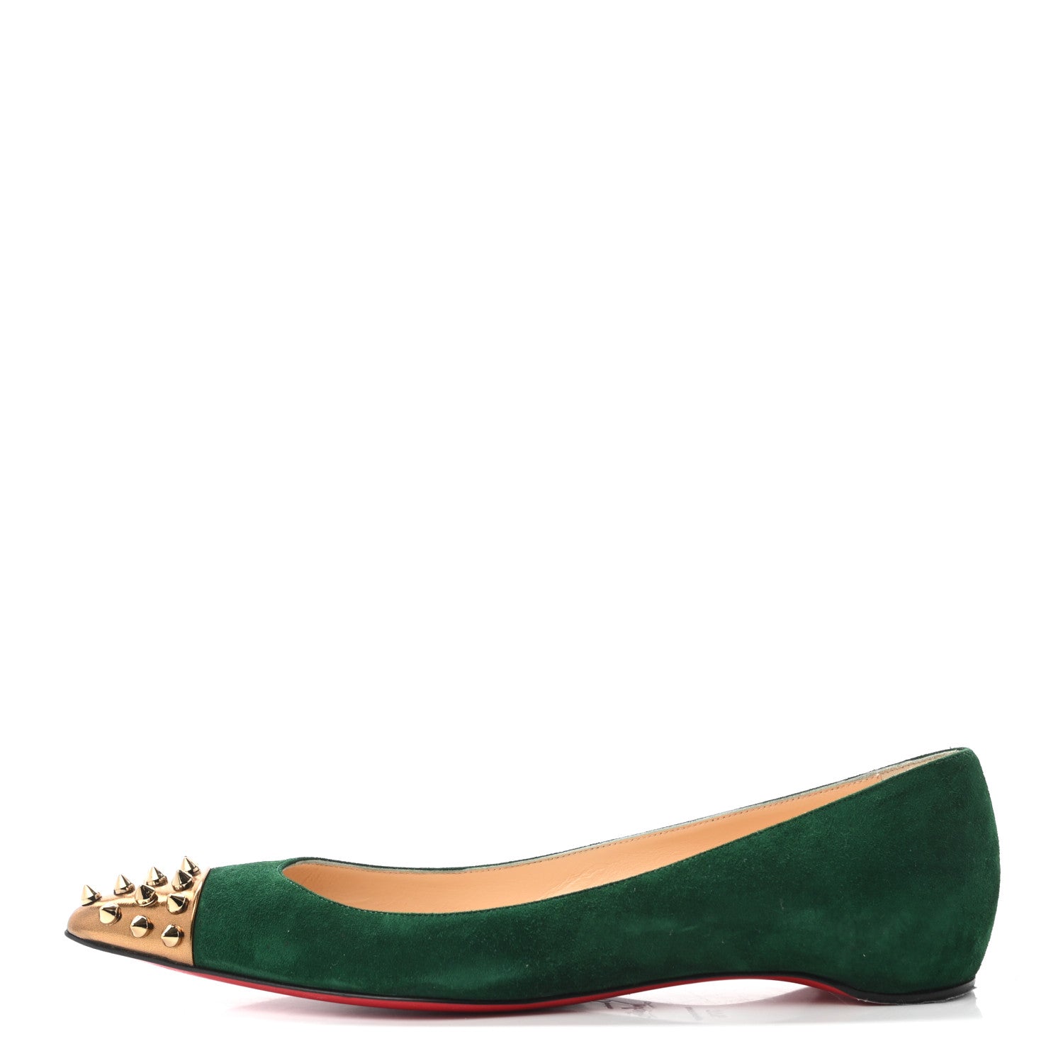 Christian Louboutin Veau Velours Specchio Toe Geo Pump Flat 37.5 Billard Bronze 1 of 7