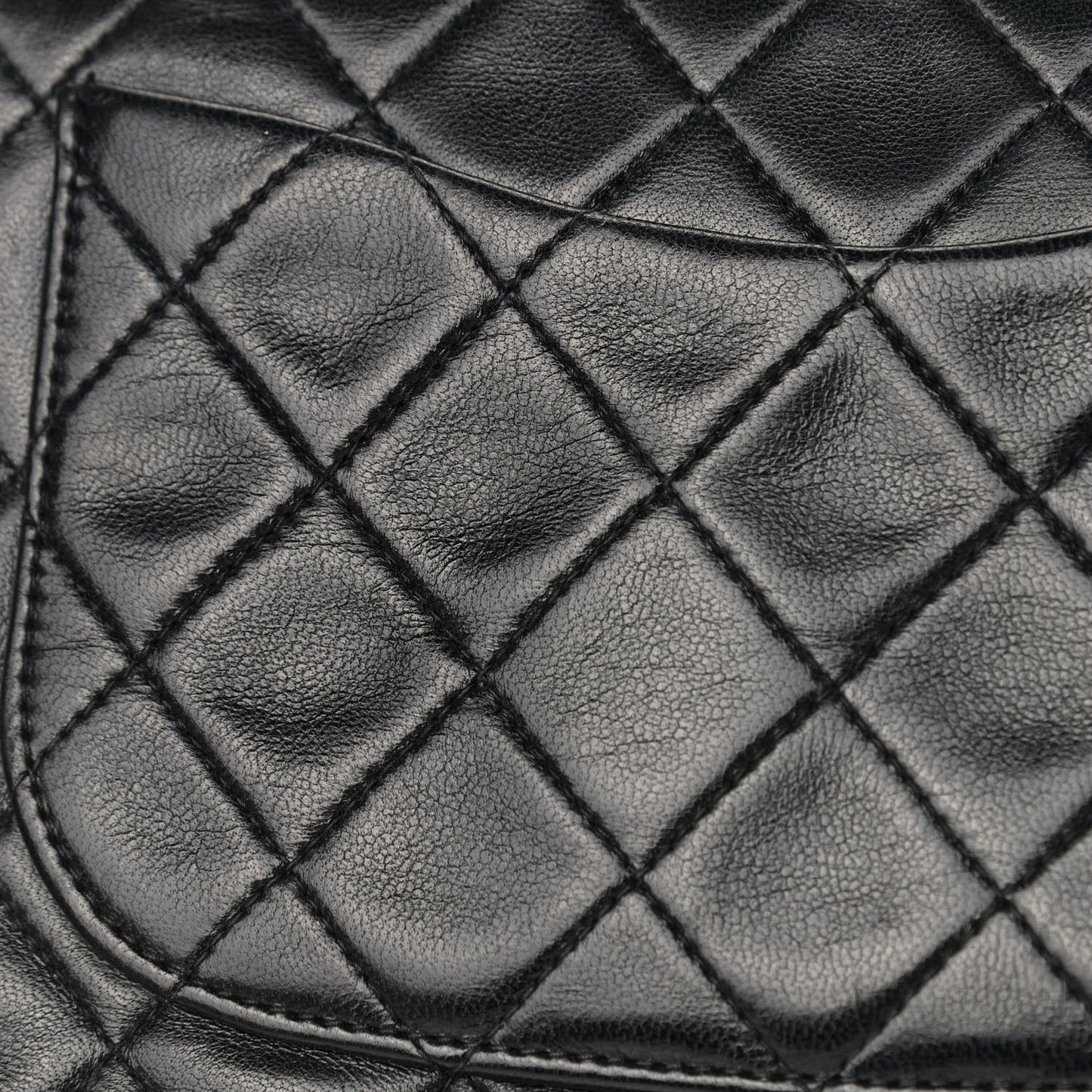 Lambskin Quilted Medium Double Flap Black