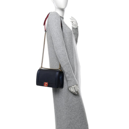 Chanel Lambskin Embossed Medium Boy Cube Flap Navy 2 of 10