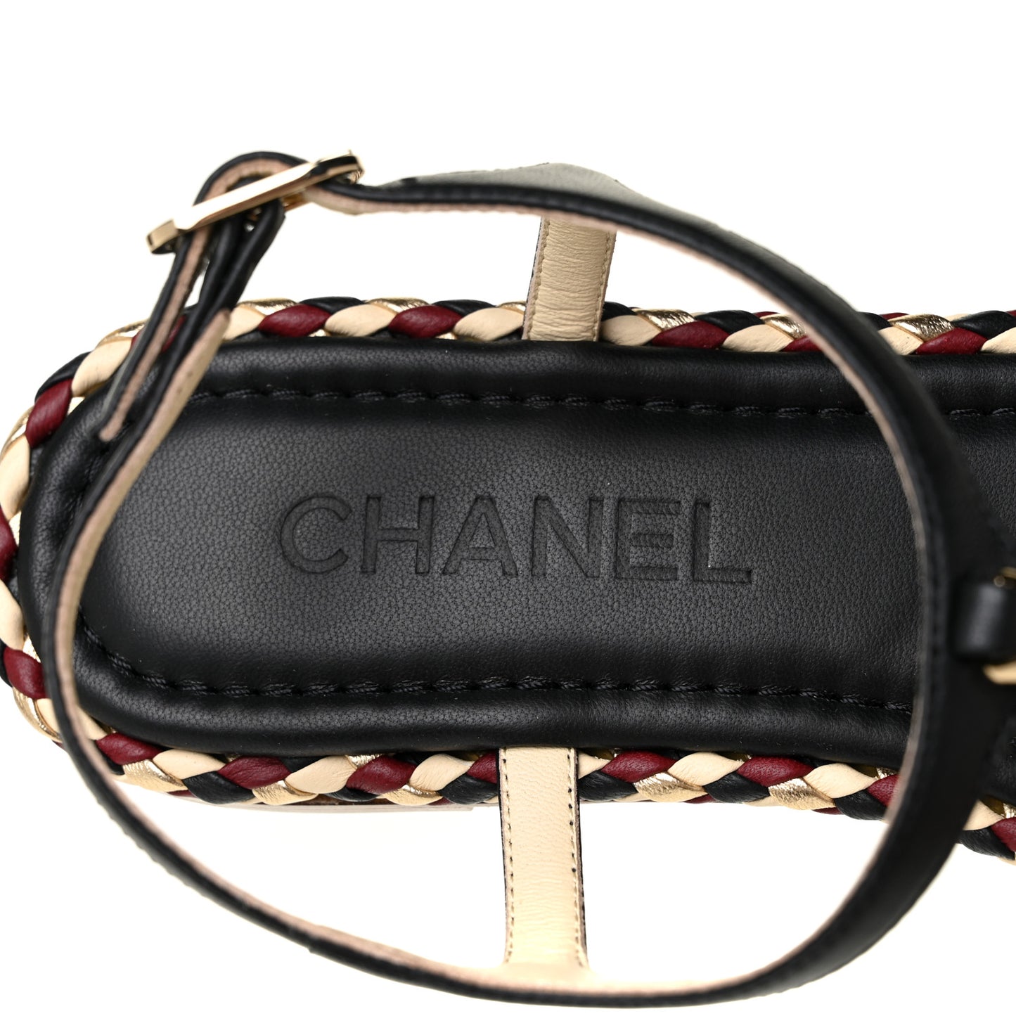 Lambskin Chain Thong Sandals 38 Black