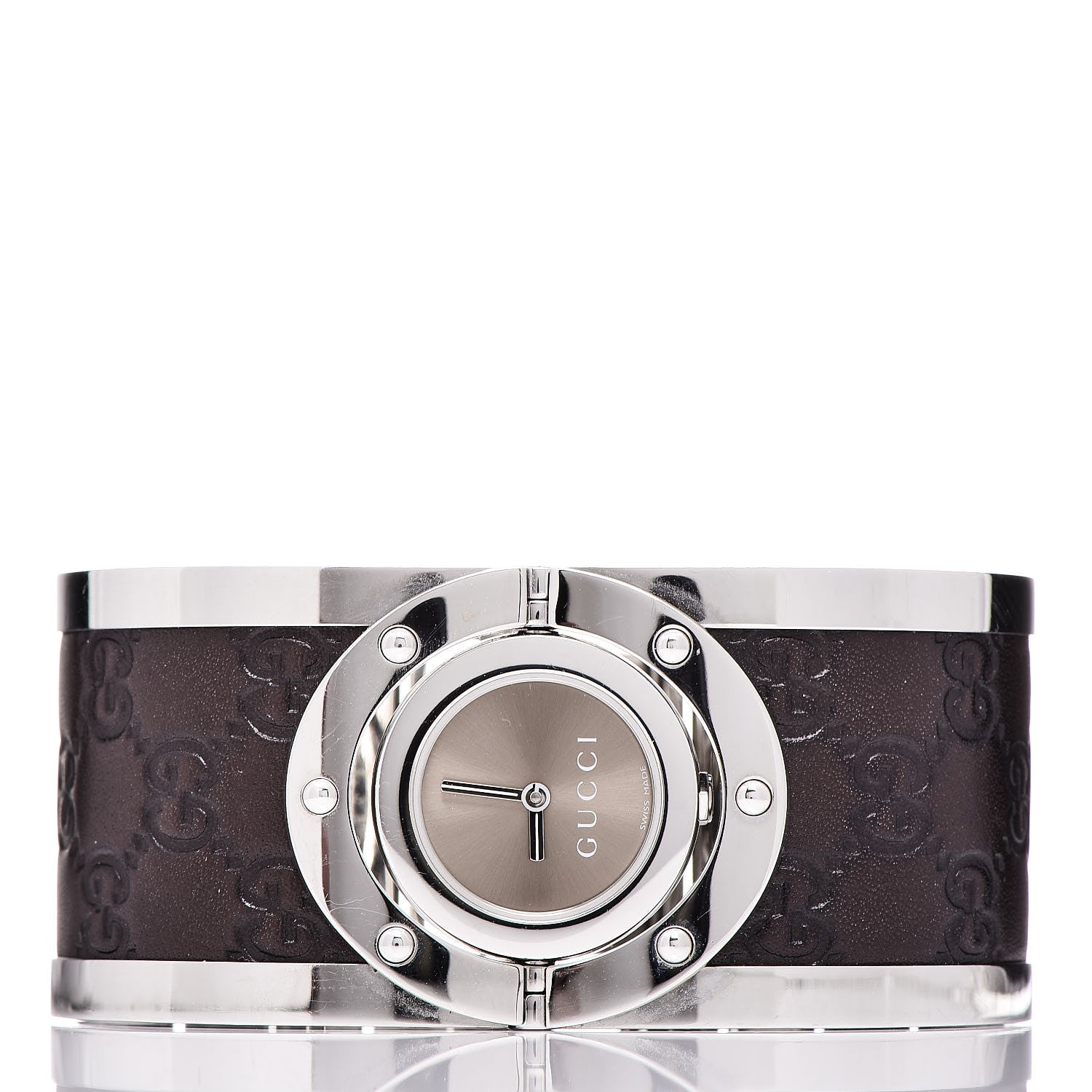 Gucci Stainless Steel Calfskin 33mm Twirl Quartz Watch Brown 3 of 5