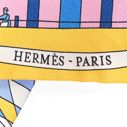 Hermes Silk Les Folies Du Ciel Twilly Rose Bleu Jaune Vif 2 of 7