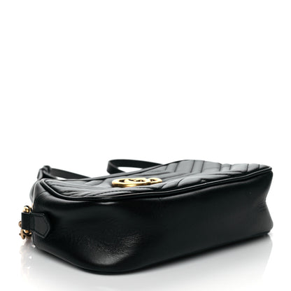 Gucci Calfskin Matelasse Small GG Marmont Chain Shoulder Bag Black 4 of 11
