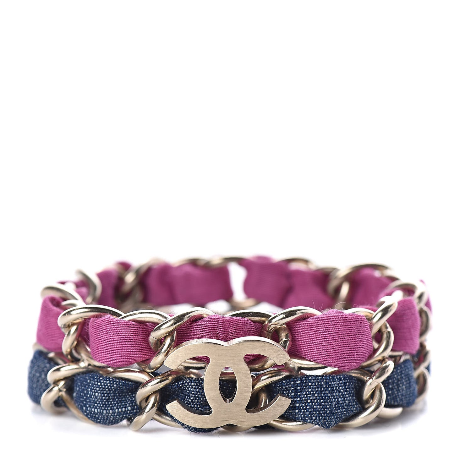 Fabric CC Chain Bracelet Gold Purple Blue