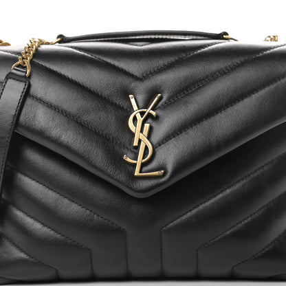 Saint Laurent Calfskin Y Quilted Monogram Small Loulou Chain Satchel Black 8 of 11