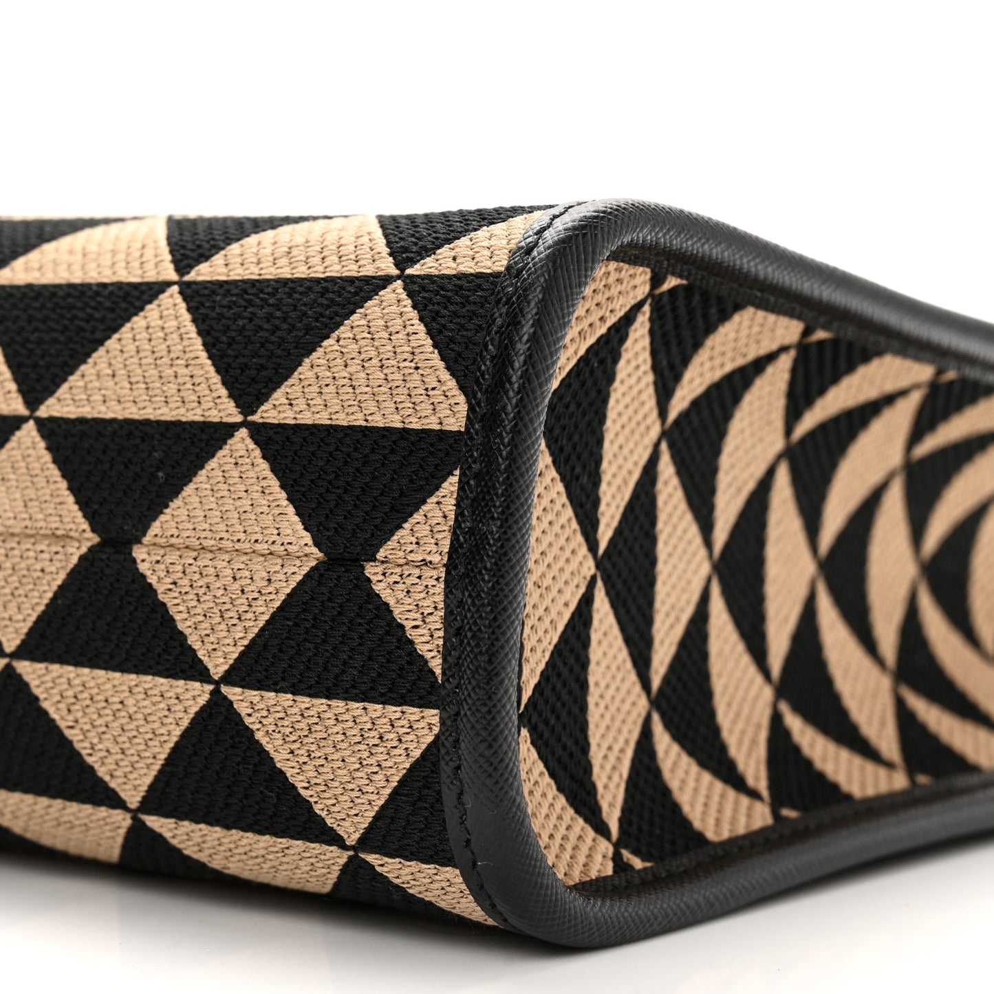 Jacquard Saffiano Triangolo Symbole Embroidered Small Tote Black Corda