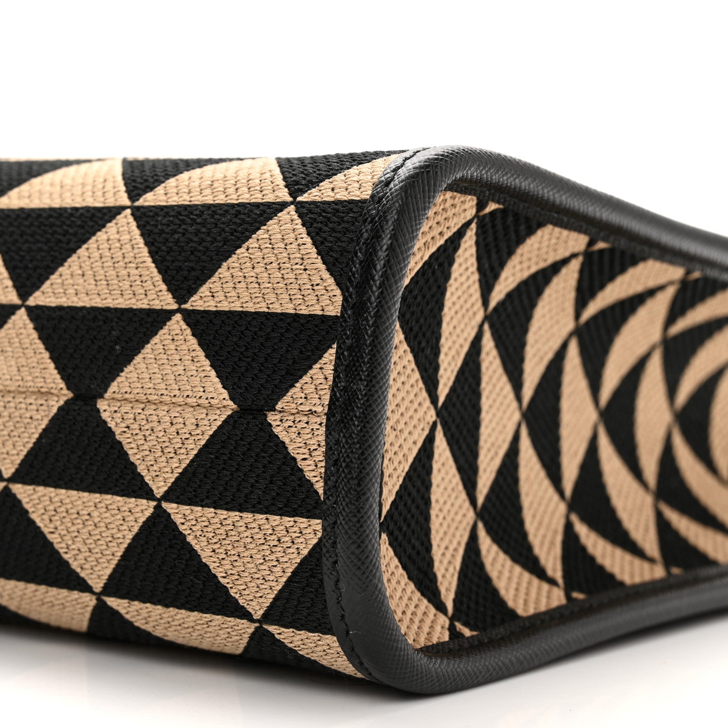 Prada Jacquard Saffiano Triangolo Symbole Embroidered Small Tote Black Corda 9 of 9