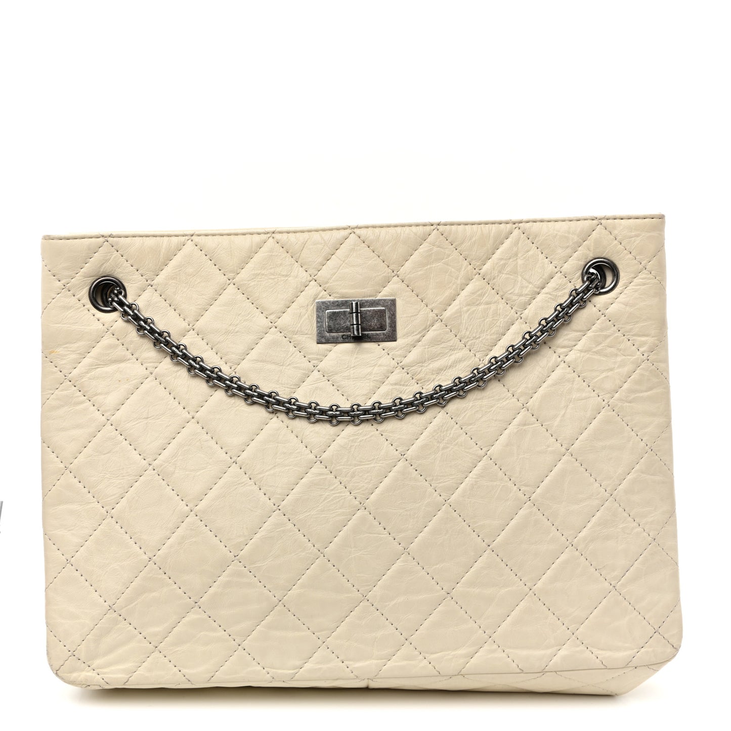 Aged Calfskin Quilted Reissue 2.55 Tote Ivory