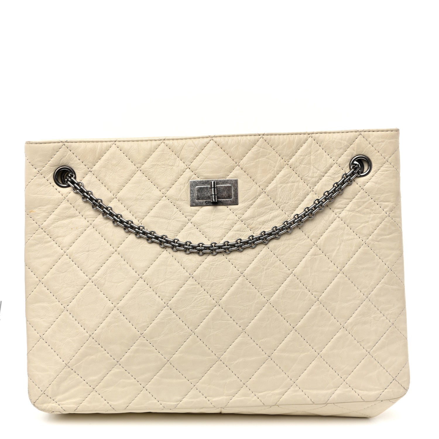 Chanel Aged Calfskin Quilted Reissue 2.55 Tote Ivory 1 of 14