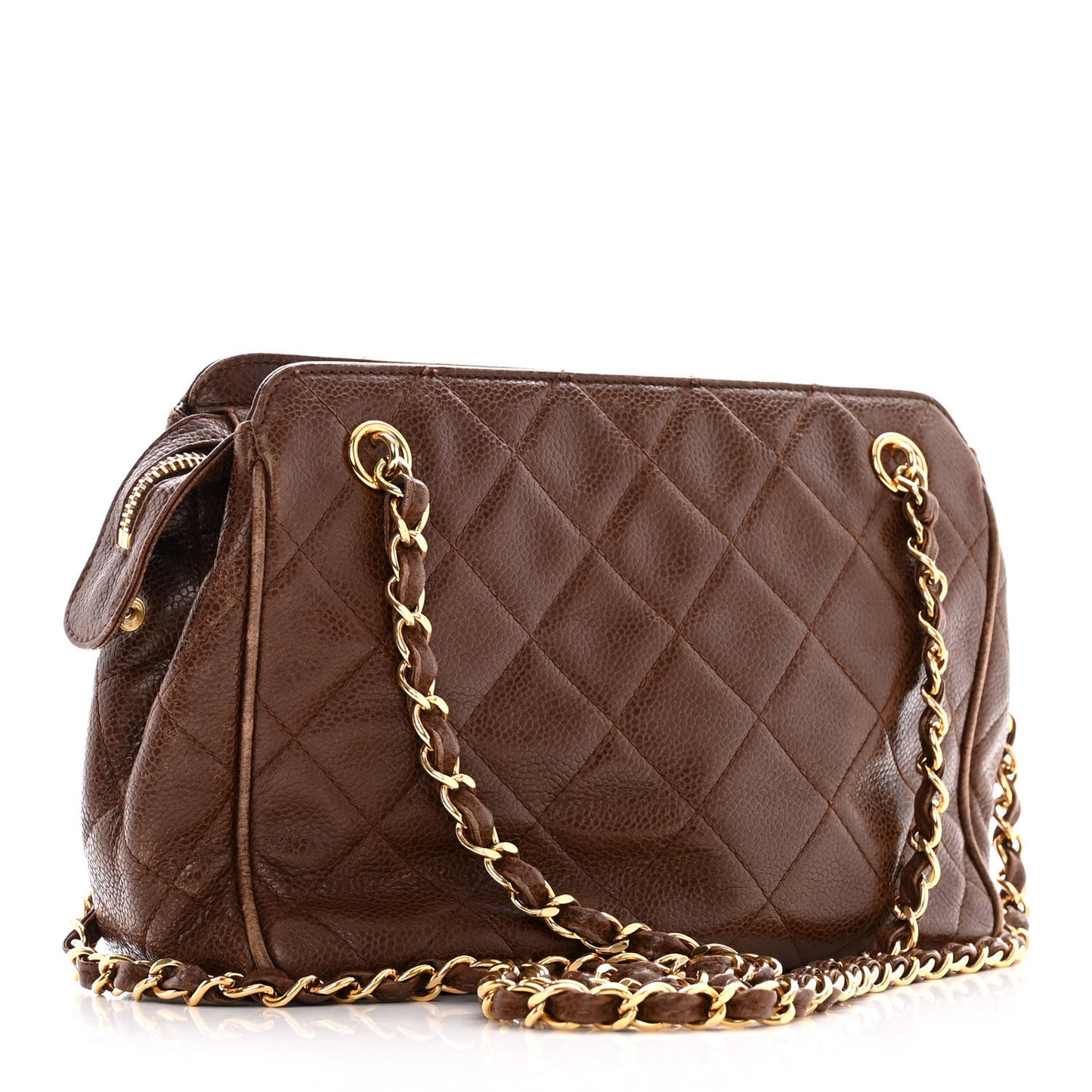 Caviar Quilted Shoulder Bag Brown