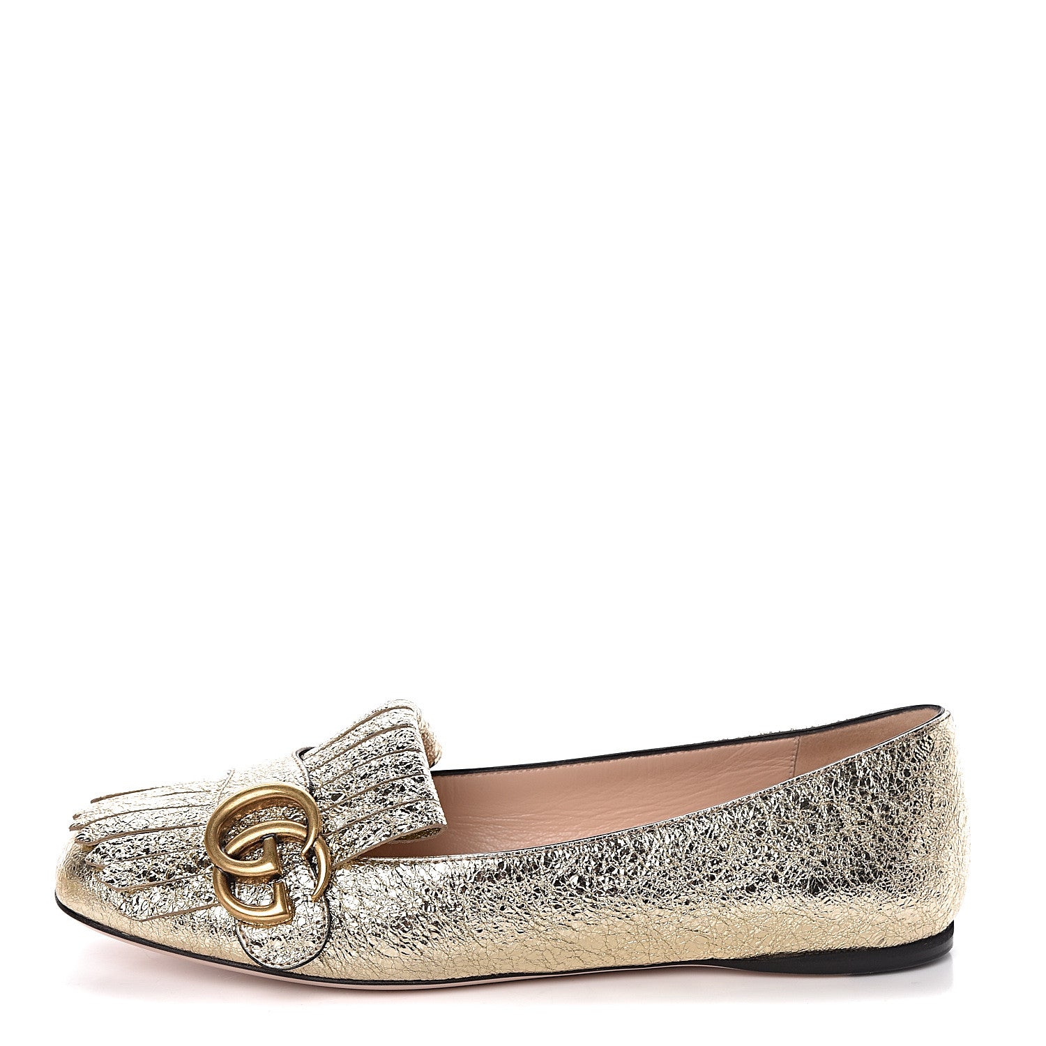 Gucci Galassia GG Marmont Fringe Flats 36 Platino 1 of 8