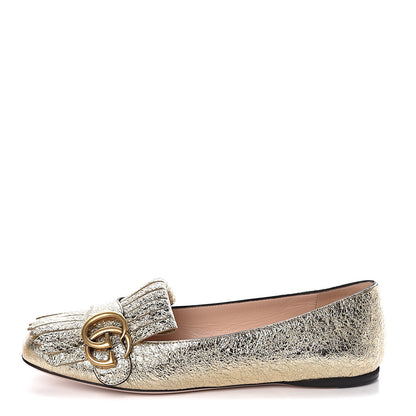 Gucci Galassia GG Marmont Fringe Flats 36 Platino 1 of 8