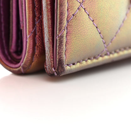 Chanel Iridescent Lambskin Quilted Double Flap Wallet Purple 9 of 14
