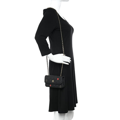 Chanel Caviar Quilted Enamel Coco Casino Flap Phone Holder With Chain Black 2 of 12