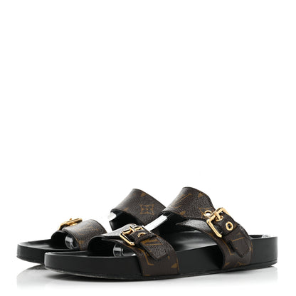 Louis Vuitton Patent Monogram Bom Dia Flat Mule Sandals 40 Black 3 of 11