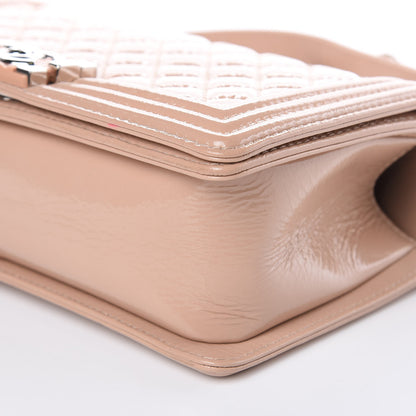 Chanel Distressed Patent Quilted Medium Boy Flap Beige 9 of 11
