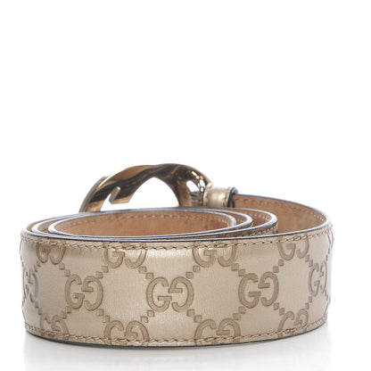 Gucci Metallic Soft Guccissima Interlocking G 40mm Belt 85 34 Champagne 3 of 11