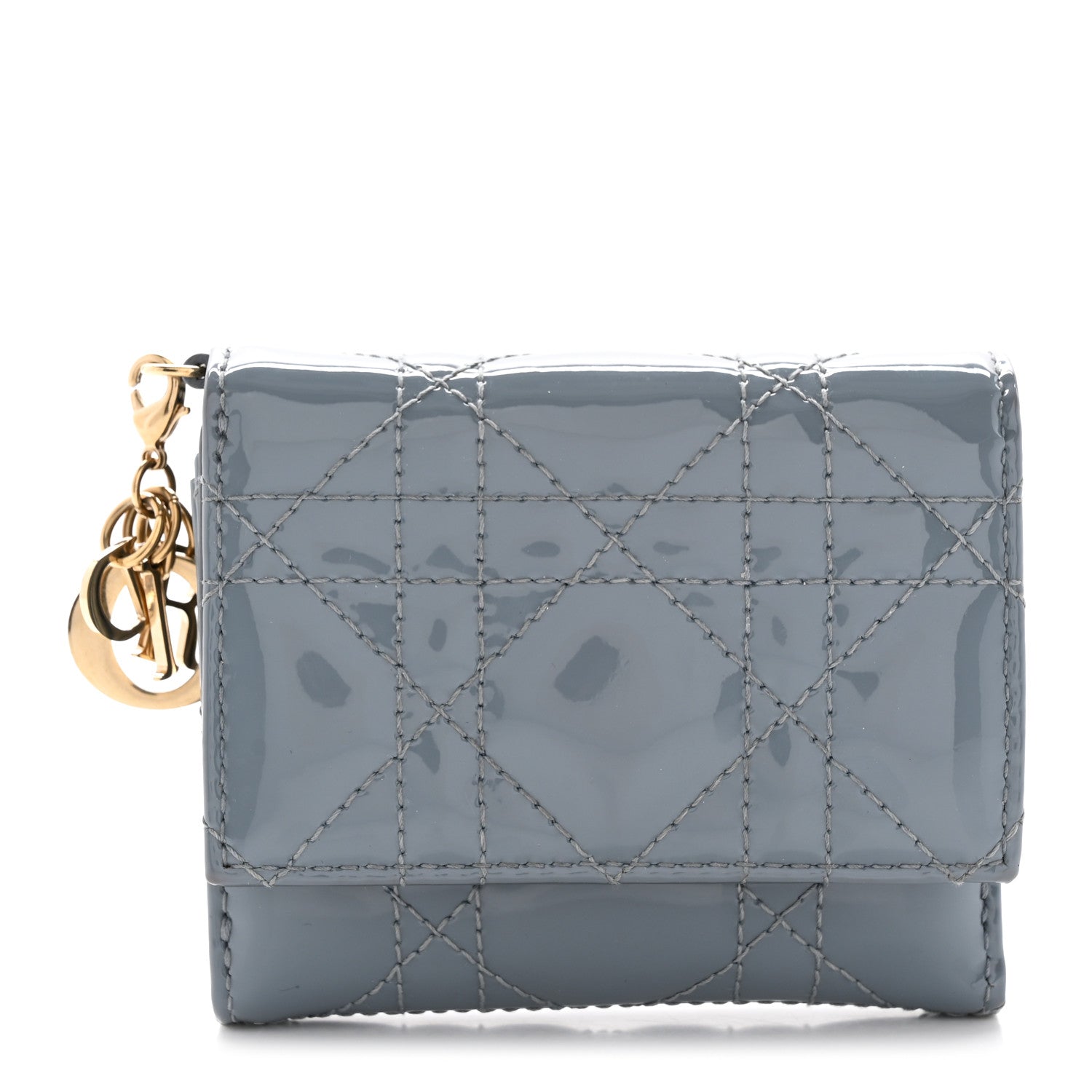 Christian Dior Patent Cannage Lady Dior Lotus Wallet Light Blue 1 of 8