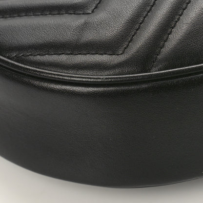 Gucci Calfskin Matelasse Chevron Mini GG Marmont Half Moon Hobo Black 7 of 8