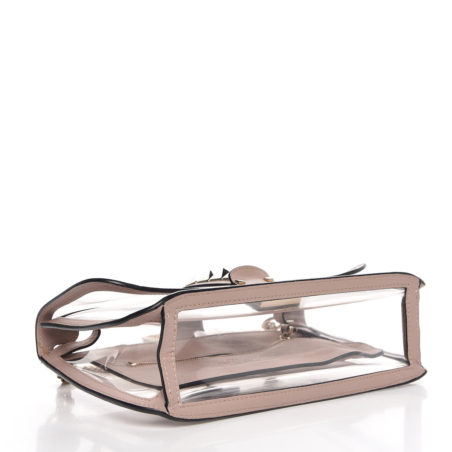 Valentino Garavani PVC Nappa Naked Medium Glam Lock Rockstud Flap Poudre 5 of 9