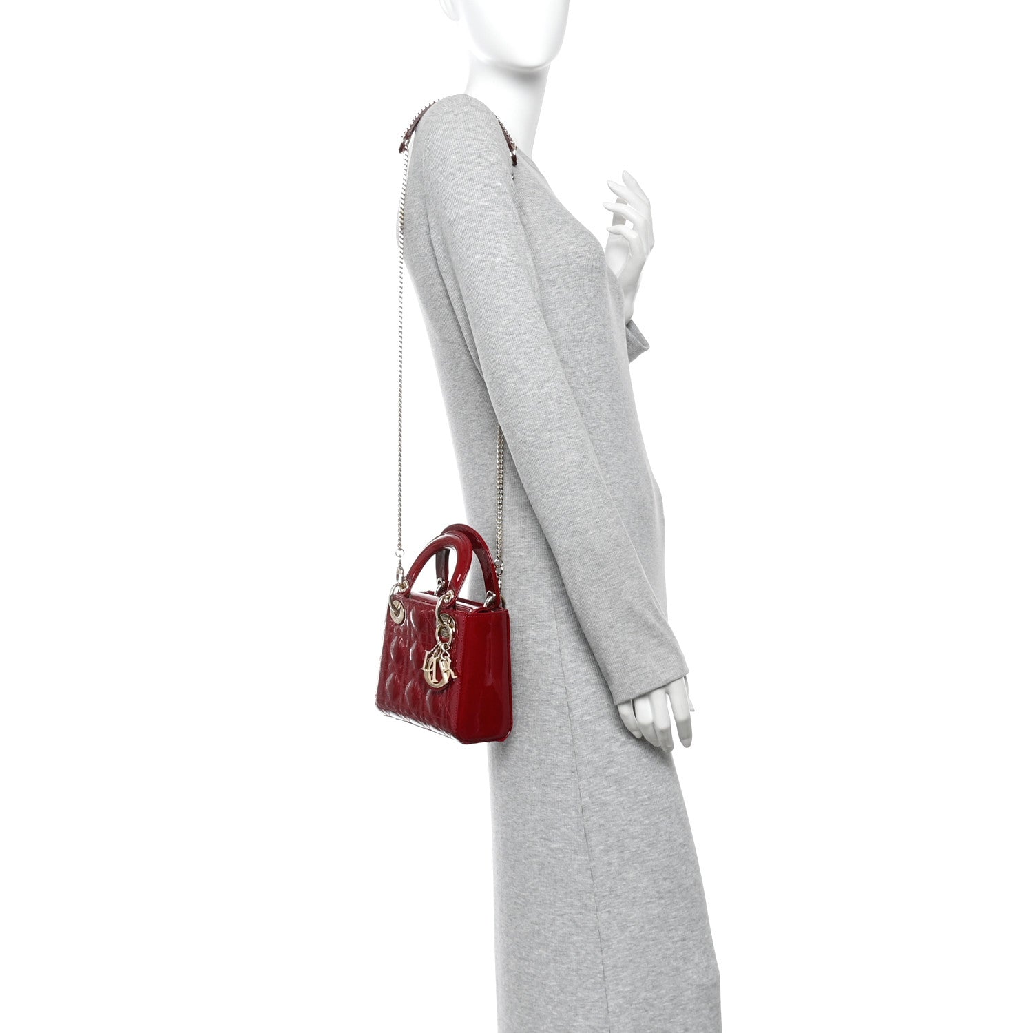 Christian Dior Patent Cannage Mini Lady Dior Red 2 of 9