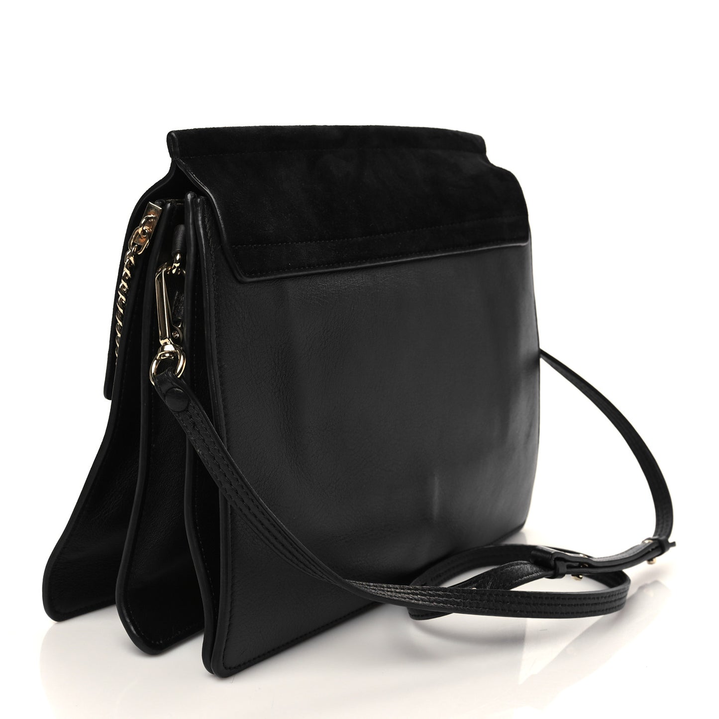Suede Calfskin Medium Faye Shoulder Bag Black