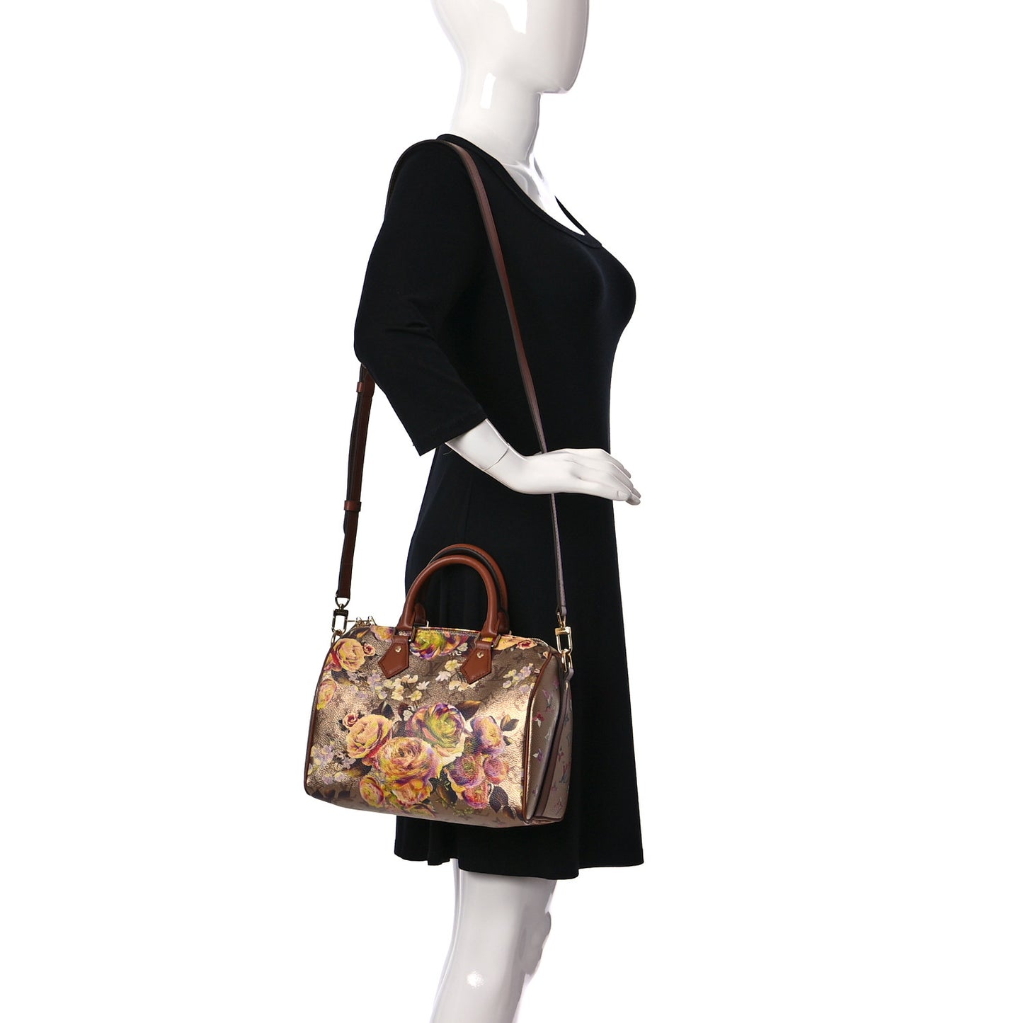 Metallic Monogram LV Garden Speedy Bandouliere 25 Gold