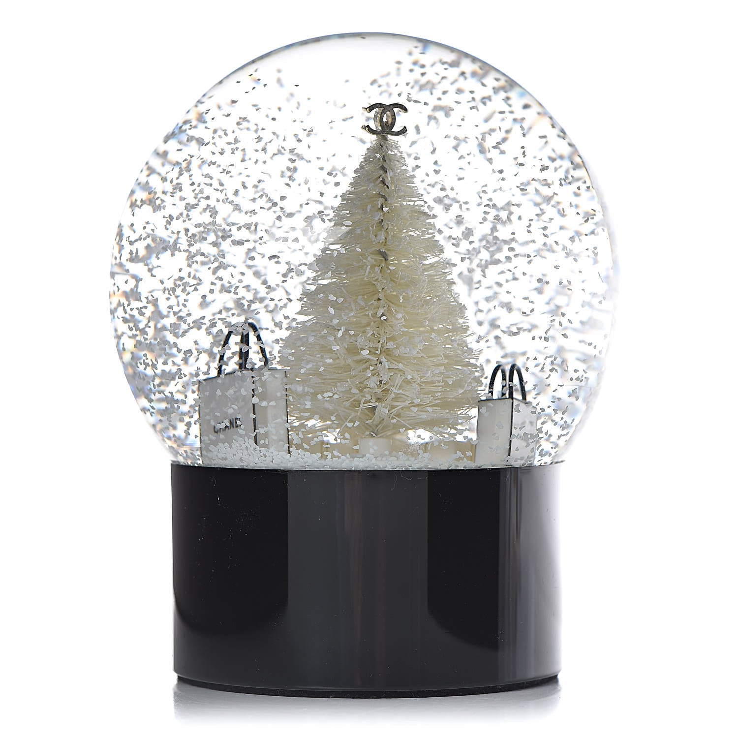 Chanel Glass Christmas Tree Shopping Bag Snow Globe 3 of 4