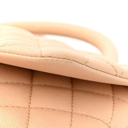 Chanel Caviar Quilted Medium Coco Handle Flap Light Beige 16 of 20