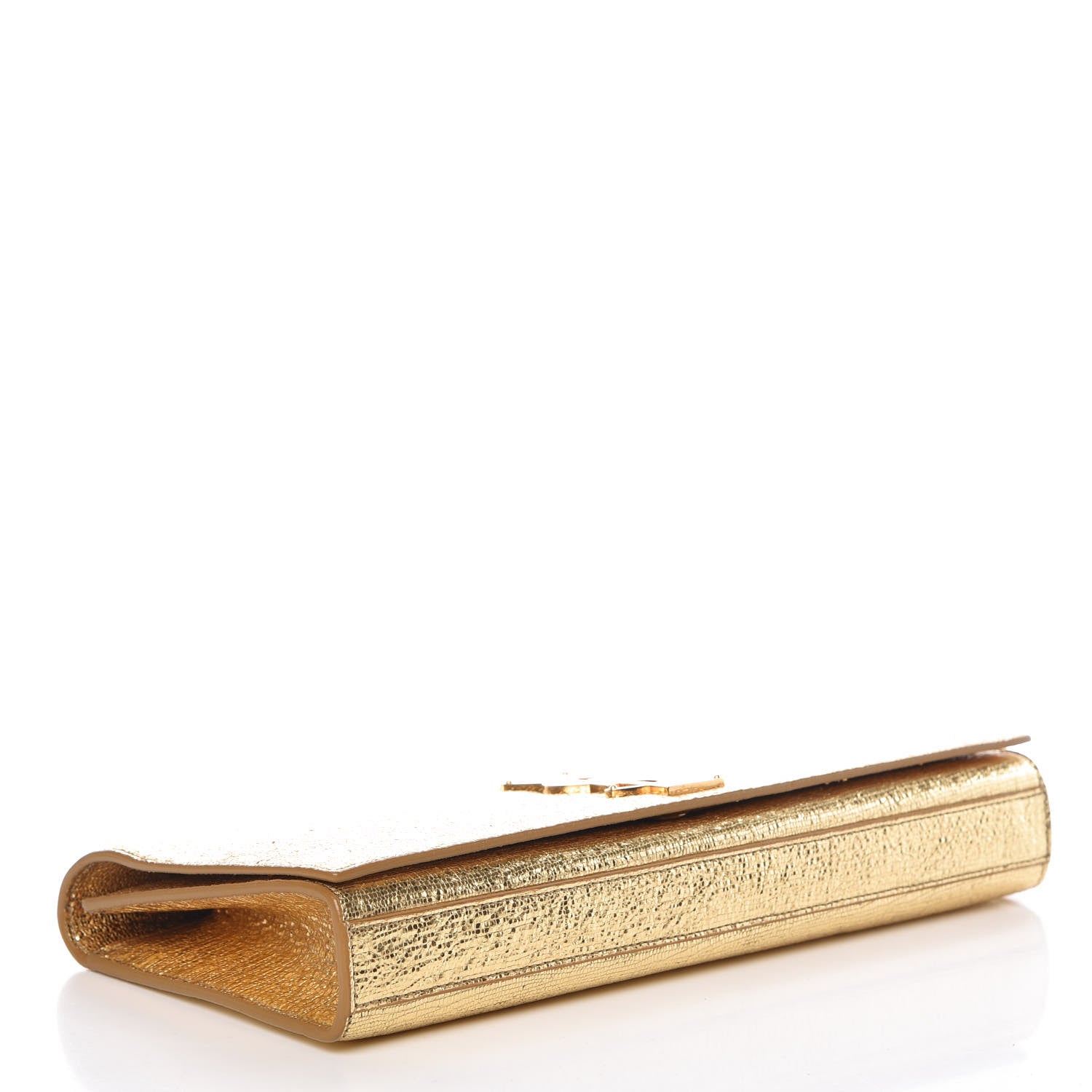 Saint Laurent Metallic Calfskin Monogram Cassandre Clutch Gold 4 of 11