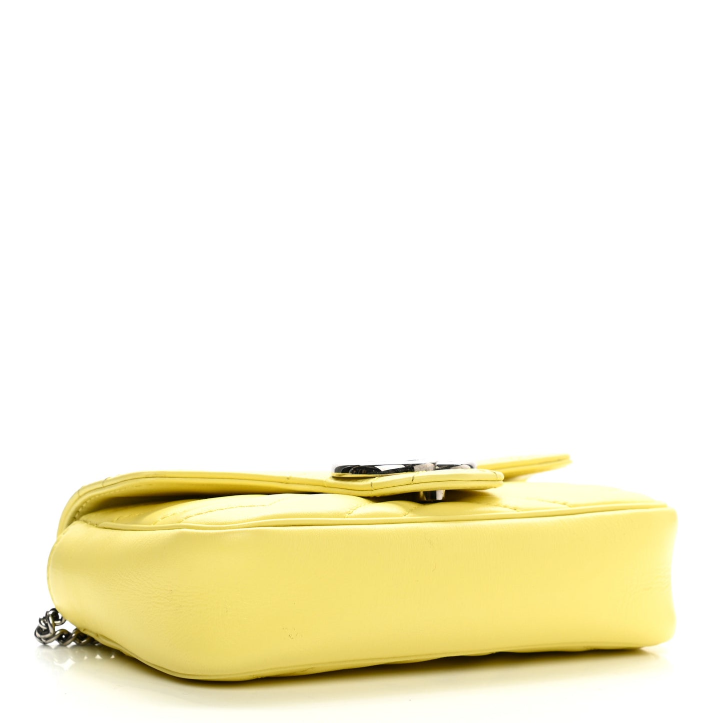 Calfskin Matelasse Super Mini GG Marmont Shoulder Bag Banana