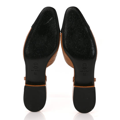 Chanel Calfskin Crocodile Embossed Patent Cap Toe CC Slingback Flats 38 Brown Black 6 of 11