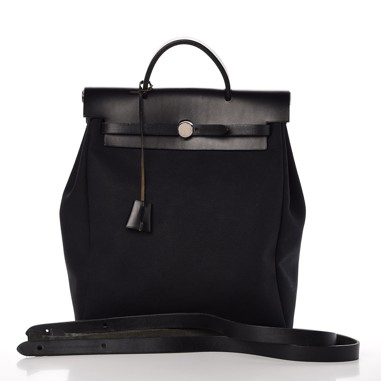 Hermes Toile Vache Calfskin Herbag 30 PM Backpack Black 13 of 14